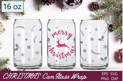 Merry christmas, 16oz can glass wrap svg, Beer can glass winter