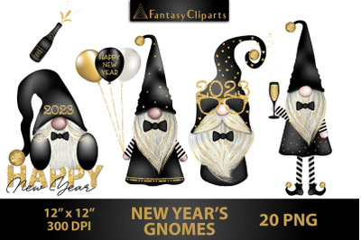 New Year&#039;s Gnomes Clipart