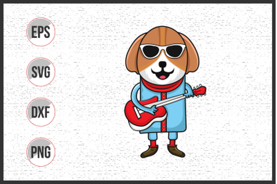 Dog with guitar vector graphic illustration