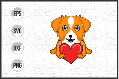 Dog with heart vector graphic