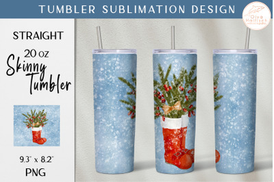 Christmas Boots Tumbler Sublimation. Snowy Winter Wrap PNG