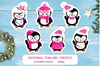 Christmas penguins sticker pack Cartoon character stickers