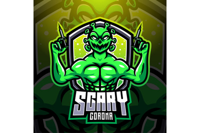 Scary corona esport mascot logo design