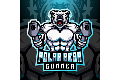 Polar bear gunner esport mascot logo