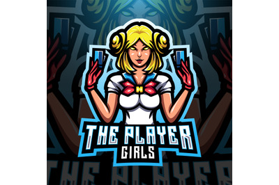 The player girls esport mascot logo