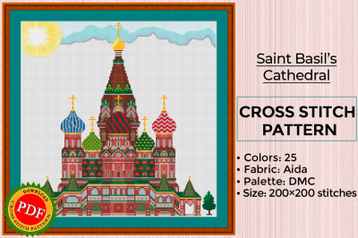 Saint Basil&#039;s Cathedral Cross Stitch Pattern | The Cathedral of Vasily