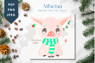 Christmas Piglet | Cute Baby Animal Graphic