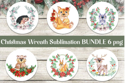 Cute Christmas animals clipart, watercolor sublimation PNG