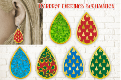 Teardrop earring sublimation | Christmas teardrop earring