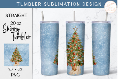 Christmas Tree Tumbler Sublimation PNG. Winter Tumbler Wrap Design