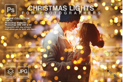 Christmas lights photoshop overlay, Sparkler overlay bokeh