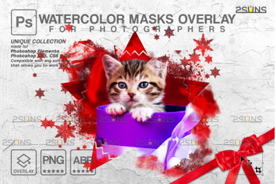 Christmas overlay, Watercolor overlay, Clipping masks