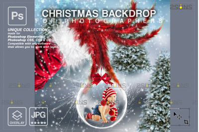 Christmas Backdrop photoshop overlays, Santa hand