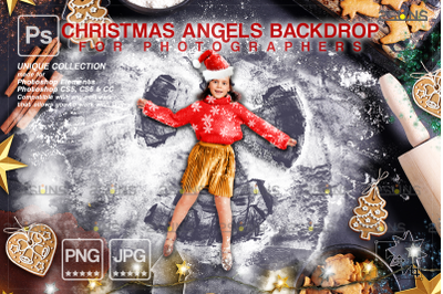 Photoshop overlays Backdrop Christmas Snow Angels in Flour