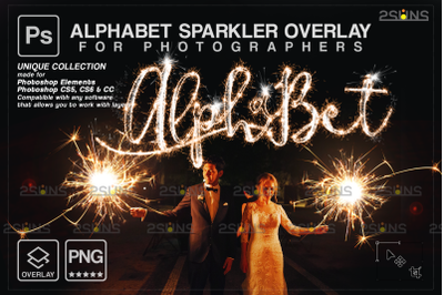 Alphabet sparkler font Wedding Photoshop overlay