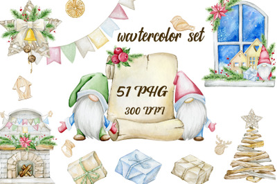 About Hygge Christmas Watercolor Illustrations Graphic