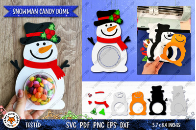 Christmas Snowman Candy Dome SVG | 3D Snowman Layered SVG