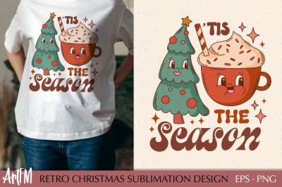 Retro Christmas Sublimation Print | Tis The Season PNG