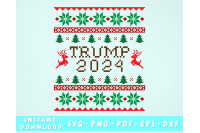 Trump 2024 Ugly Christmas Sweater SVG