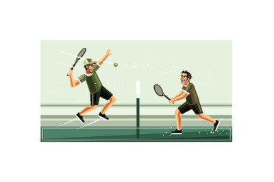 Tennis Match Graphics Vector Illustration