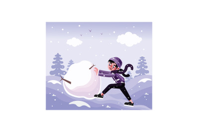 The Child Rolls a Big Snowball