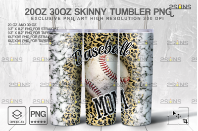 20oz Dirty Baseball MOM Skinny Tumbler SEAMLESS Design, Sublimation