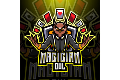 Magician owl esport mascot logo design