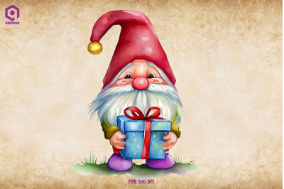 Christmas Gnome Holding Gift Box