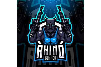 Rhino gunner esport mascot logo design