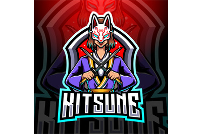 Kitsune girl esport mascot logo design