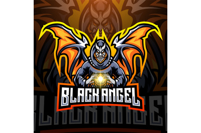 Black angel esport mascot logo design