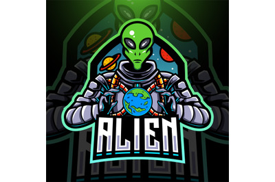 Alien esport mascot logo design