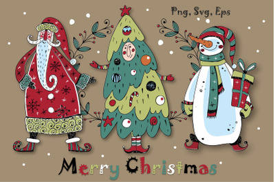 Merry Christmas Doodles Png SVG