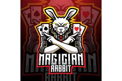 Magician rabbit esport mascot logo design