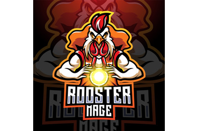 Rooster mage esport mascot logo design