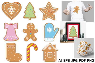 Christmas Ginger cookies, festive clipart