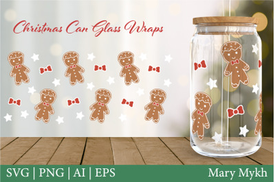 Gingerbread Can Glass Wrap SVG | Christmas Can Glass Cup