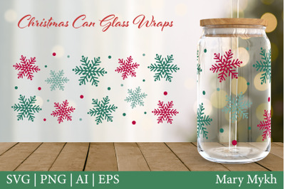 Christmas Libbey Can Glass SVG | Christmas snowflake SVG