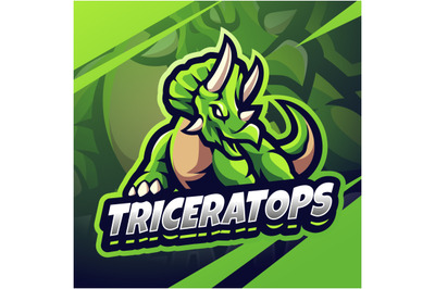 Triceratops esport mascot logo design