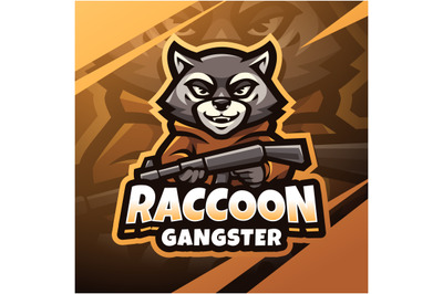 Raccoon gangster esport mascot logo design
