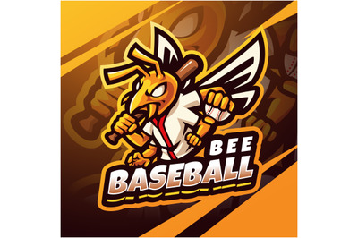 Bee baseball esport mascot logo design
