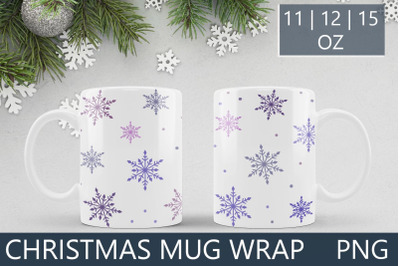 Christmas snowflake mug wrap, Winter mug 11, 12, 15, oz