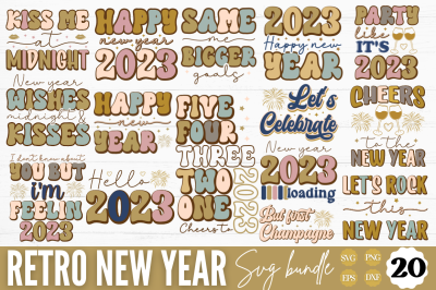 Retro Happy New Year SVG Bundle