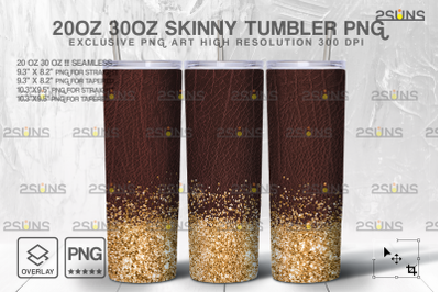 20oz Glitter Gold Leather Skinny Tumbler SEAMLESS Pattern Design