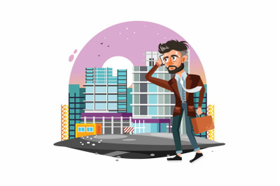 Tired Businessman Vector Illustration