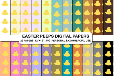 Easter peeps candy digital papers, Easter sweets backgrounds
