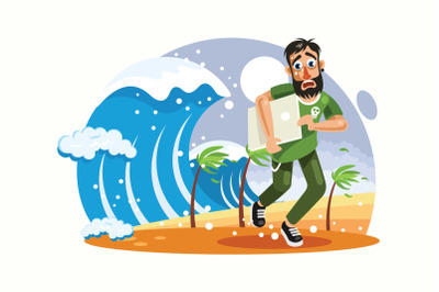 Tsunami Disaster Vector Illustration