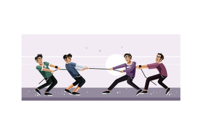 Tug of war vector graphics illustration