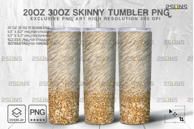 20oz Glitter Gold Fur Africa Skinny Tumbler SEAMLESS Digital Design