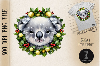 Koala In Christmas Wreath